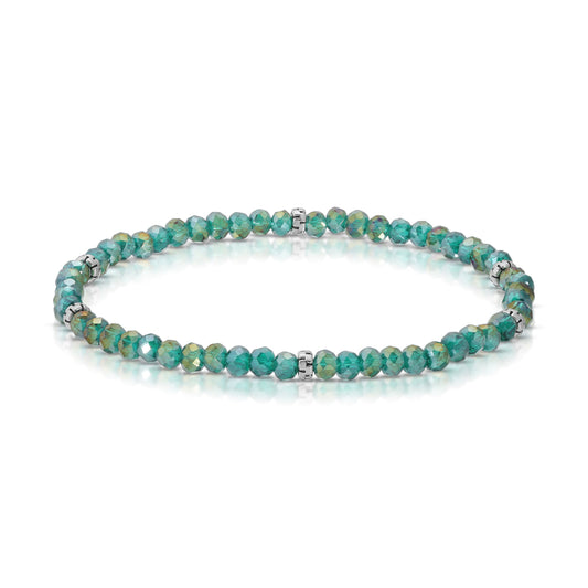 Teal Gold Ab Mini-Crystal Stretch Bracelet