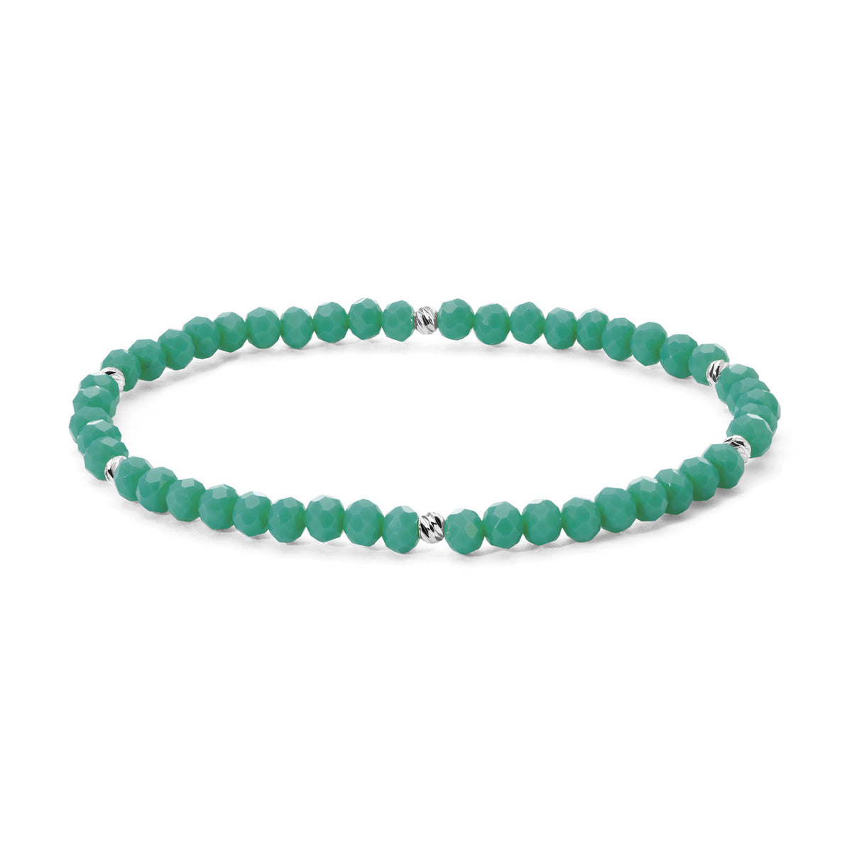 Mini-Crystal Bracelets - Blue-Green Family - Silver Accents