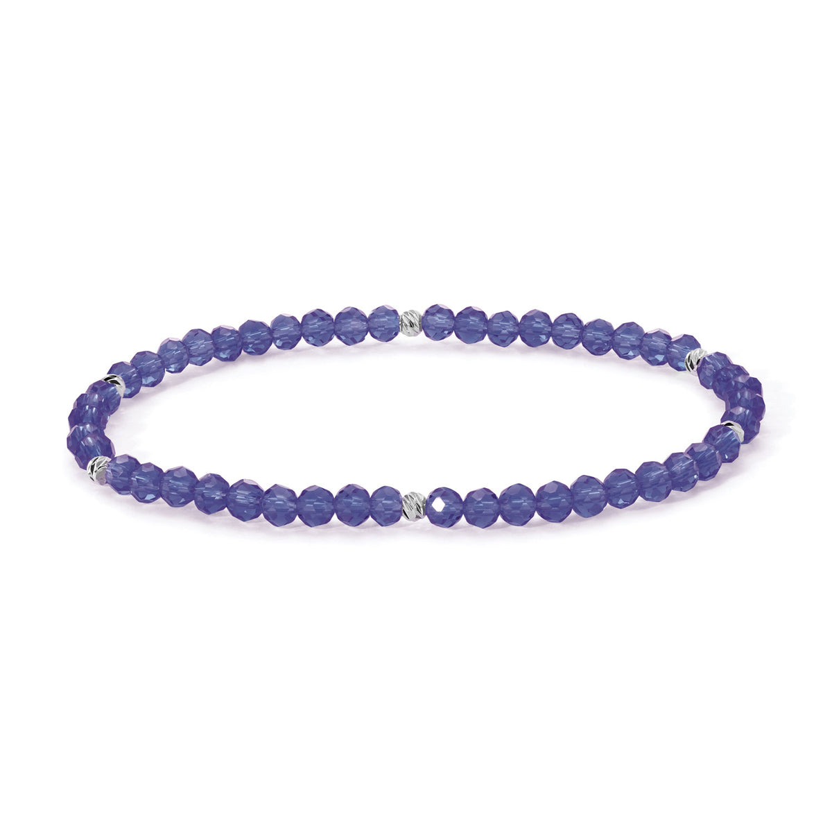 Mini-Crystal Bracelets - Blue-Green Family - Silver Accents