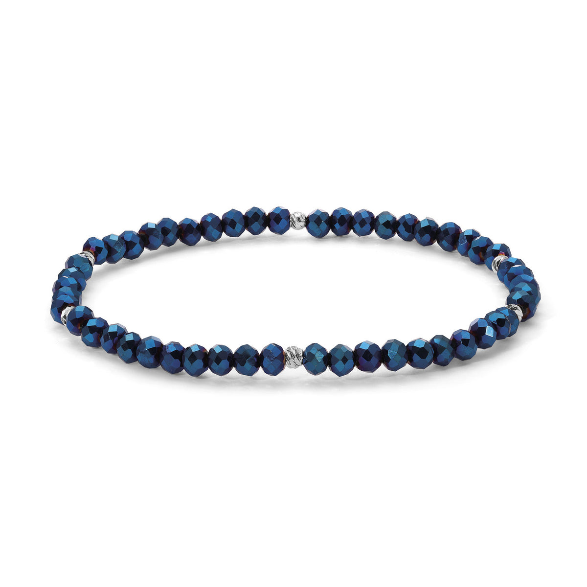 Mini-Crystal Bracelets - Blue-Green Family - Silver Accents