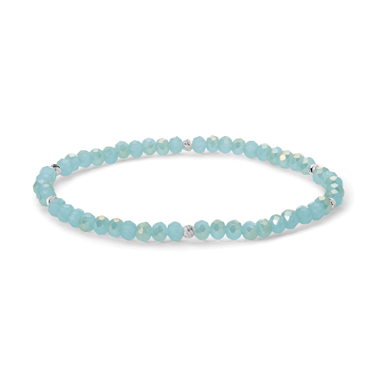 Mini-Crystal Bracelets - Blue-Green Family - Silver Accents