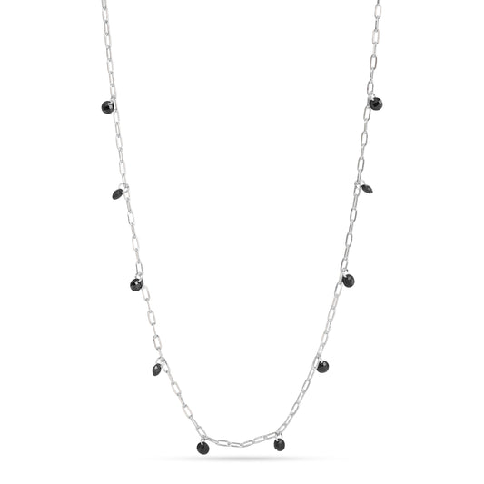 silver chain necklace with black beads