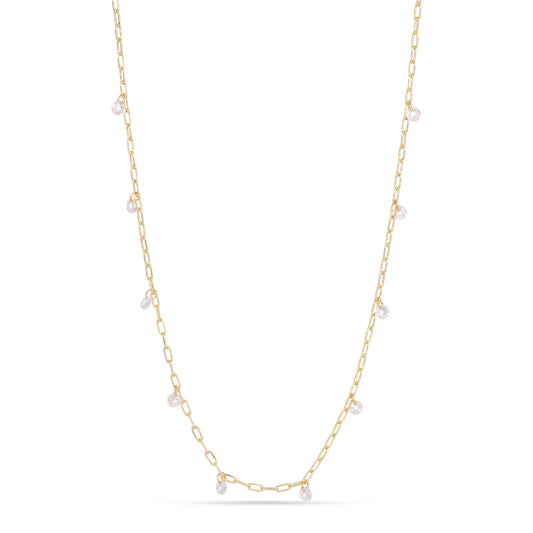 gold chain necklace with pearl drops