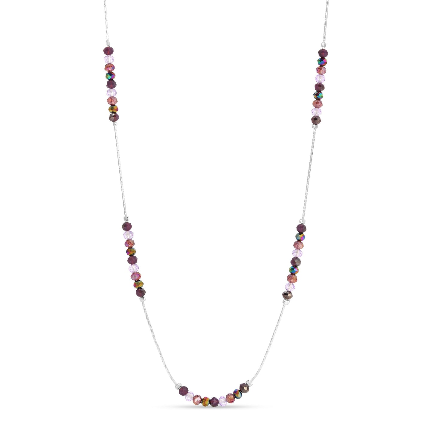 multicolor beaded necklace on white background