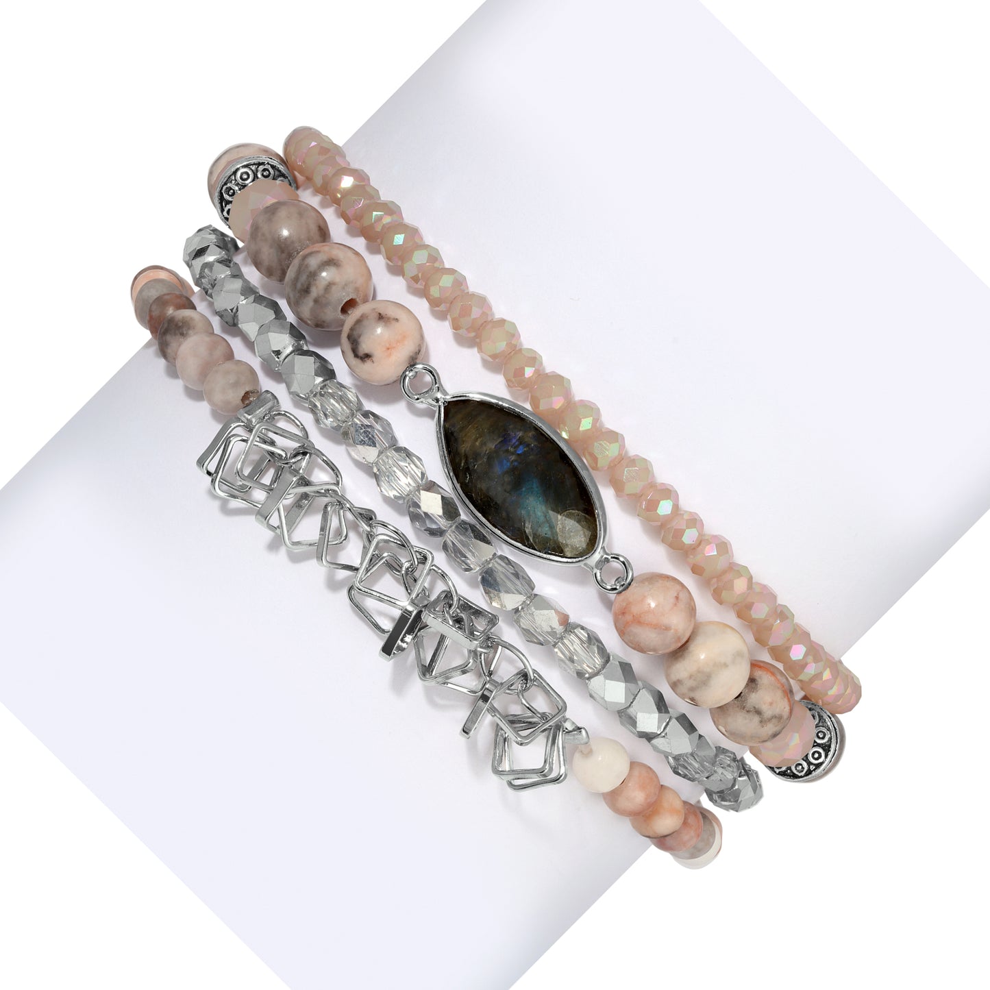 Pink Zebra Jasper with Labradorite Marquis