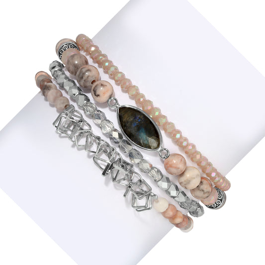 Pink Zebra Jasper with Labradorite Marquis