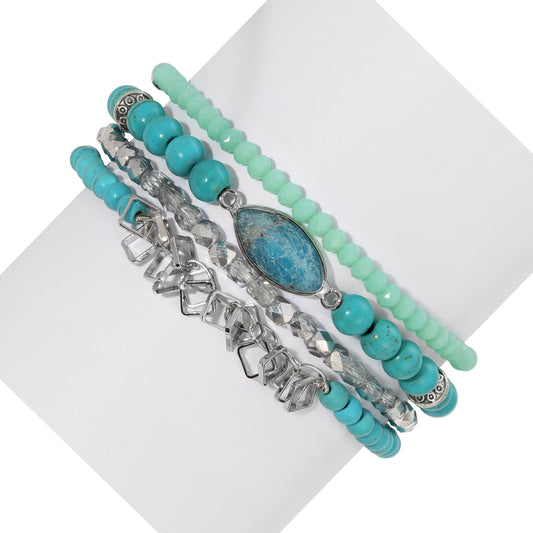Turquoise Howlite with Crysocolla Marquis