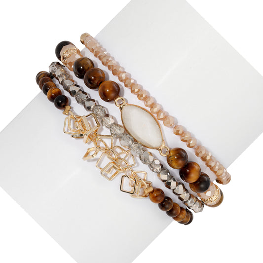Tiger Eye with Moonstone Marquis