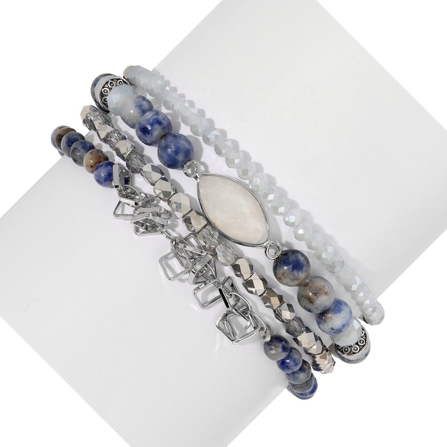 Denim Sodalite with Moonstone Marquis
