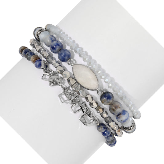 Denim Sodalite with Moonstone Marquis
