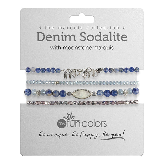 denim sodalite bracelet set with moonstone marquis