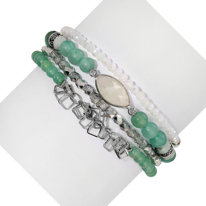 Green Aventurine with Moonstone Marquis
