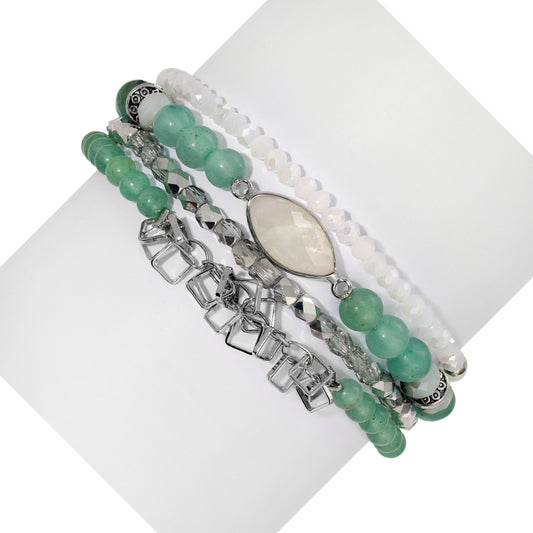 Green Aventurine with Moonstone Marquis