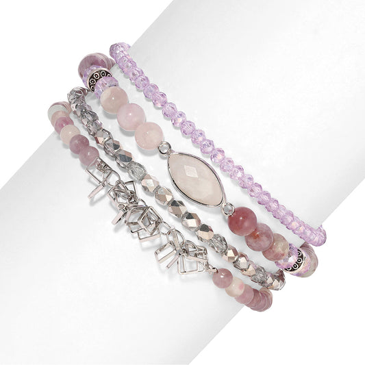 stack of stylish multicolored beaded bracelets