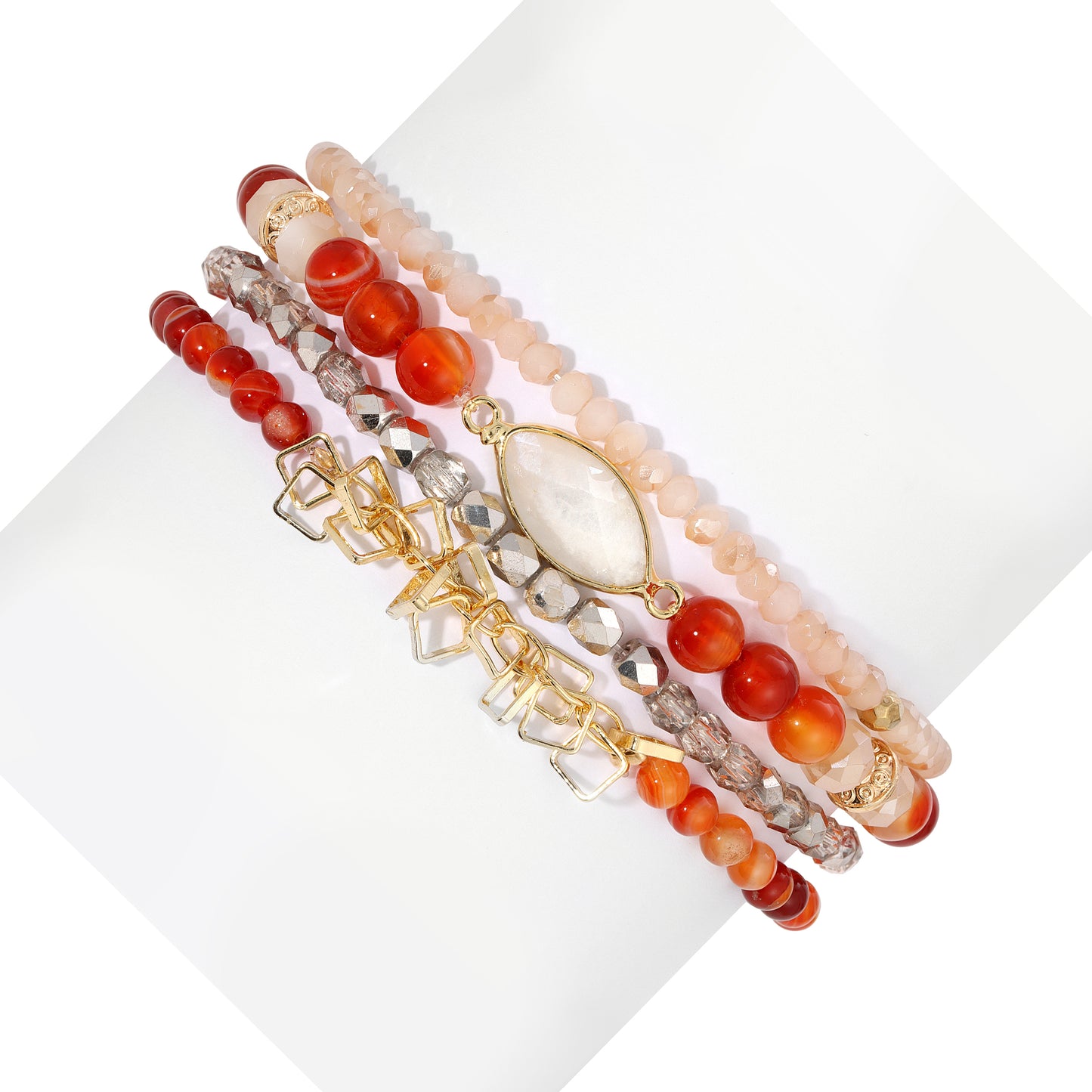 Carmelian with Moonstone Marquis
