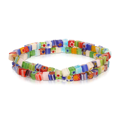 millefiori square glass double wrap bracelet