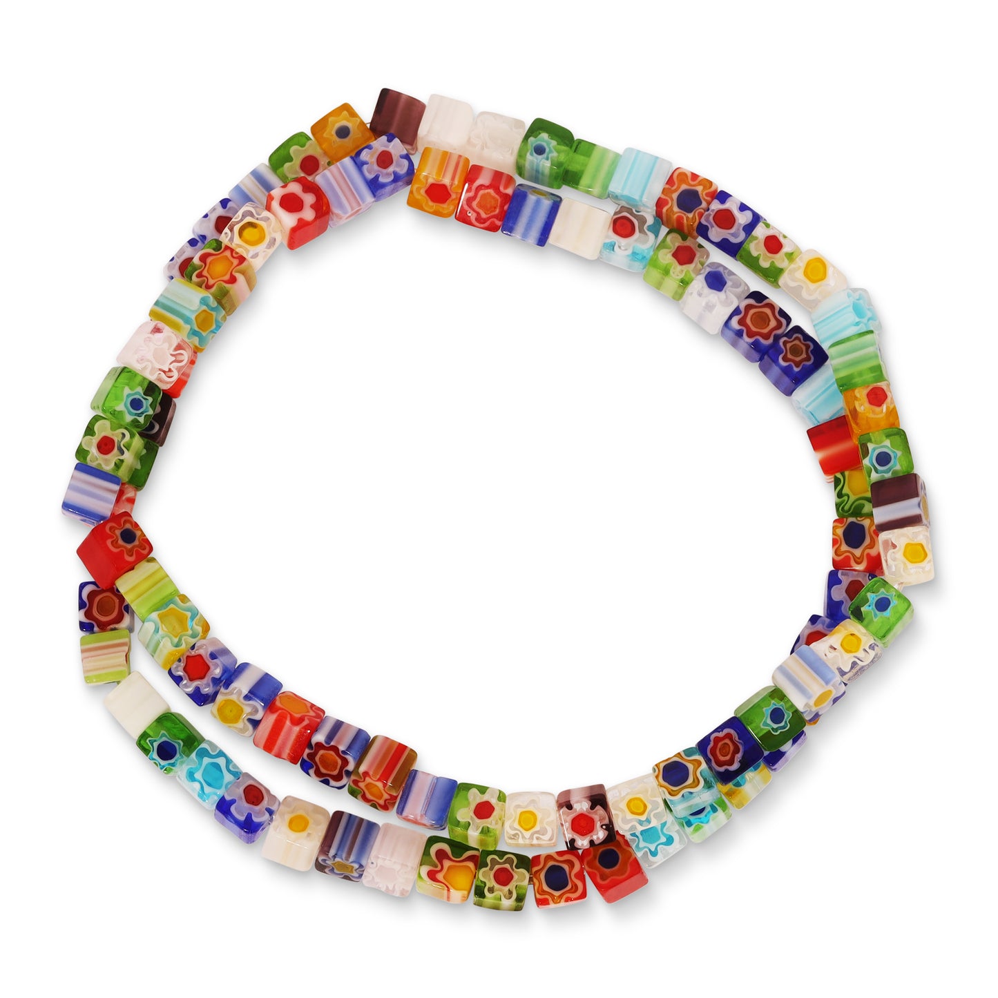 millefiori square glass double wrap bracelet