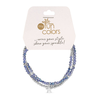 Twilight Sky and Silver Petite-Crystal Trio Bracelet Set