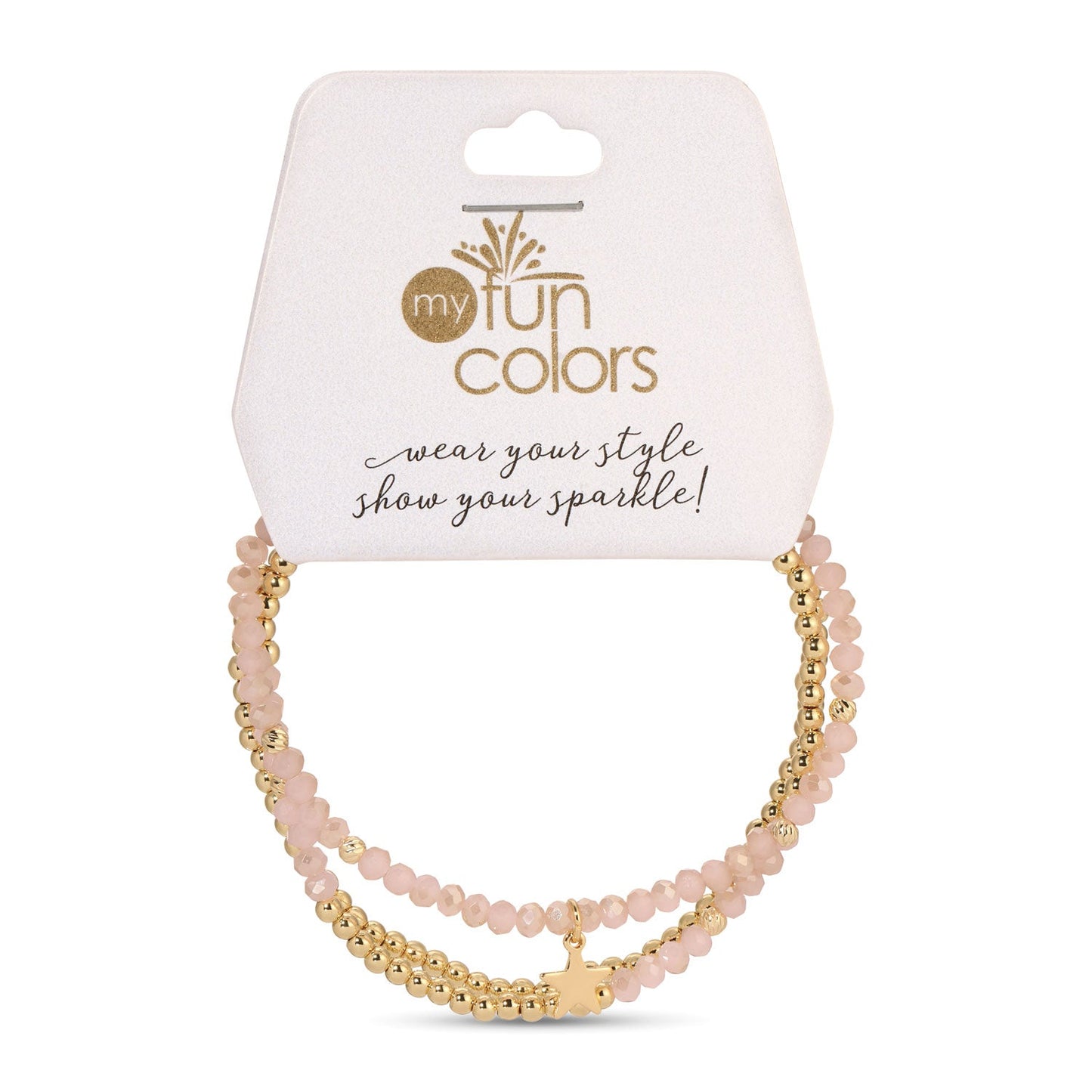 Twilight Pink and Gold Petite-Crystal Trio Bracelet Set