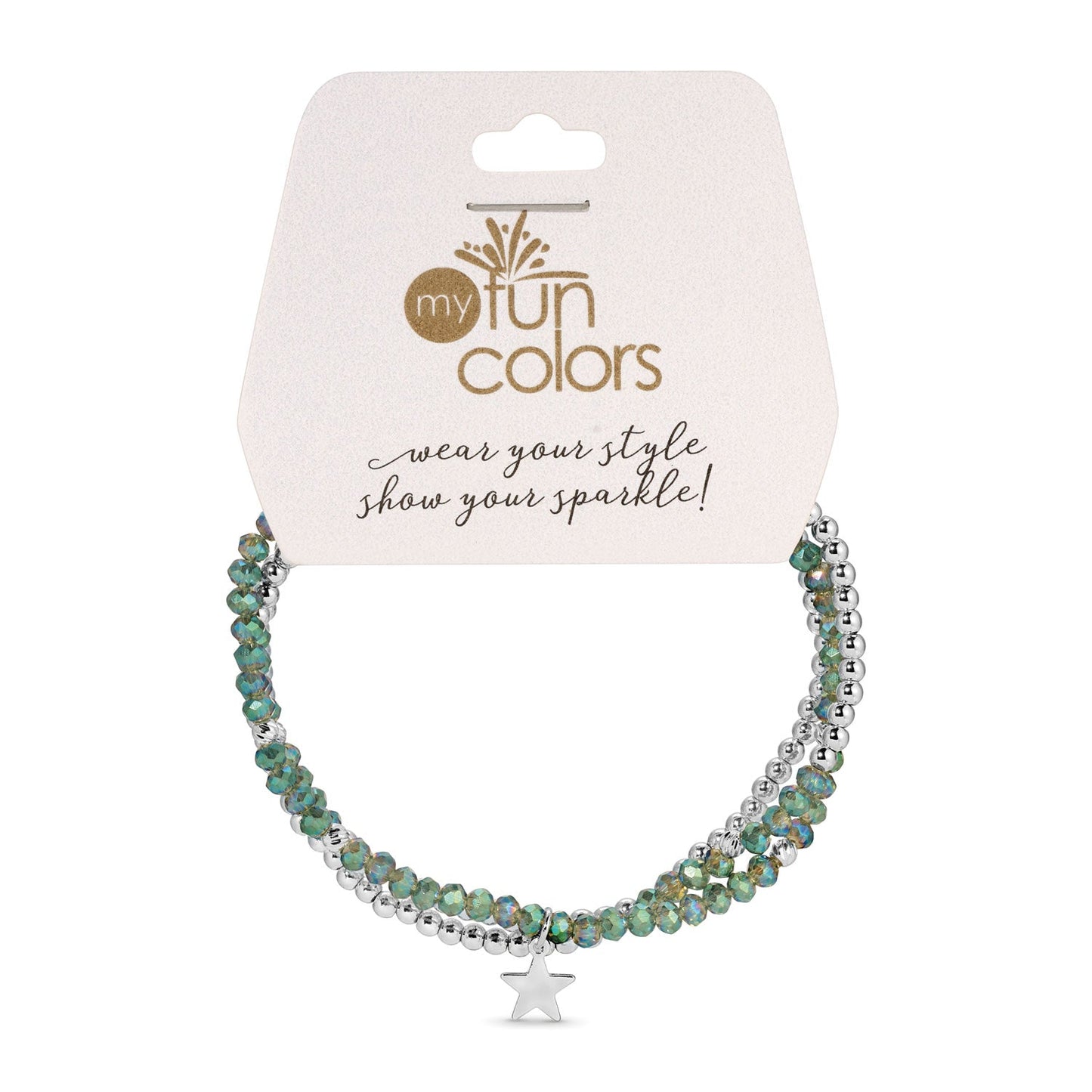 Deep Sea and Silver Petite-Crystal Trio Bracelet Set