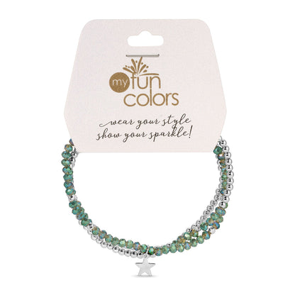 Deep Sea and Silver Petite-Crystal Trio Bracelet Set