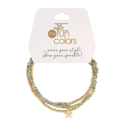 Sand and Sea and Gold Petite-Crystal Trio Bracelet Set