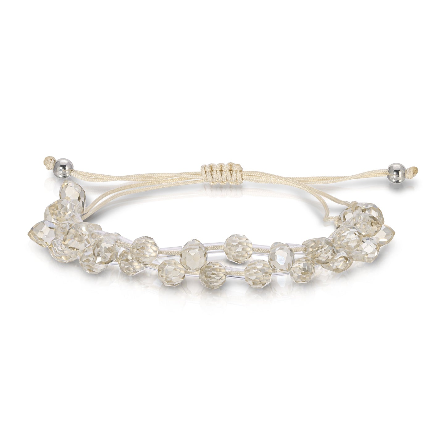 clear crystal bead bracelet with white cord
