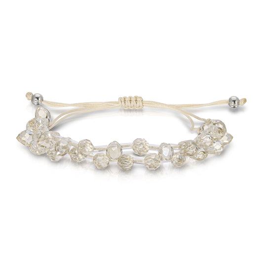 clear crystal bead bracelet with white cord