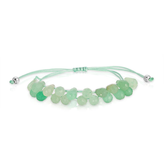 green aventurine stone pear drop adjustable cord bracelet