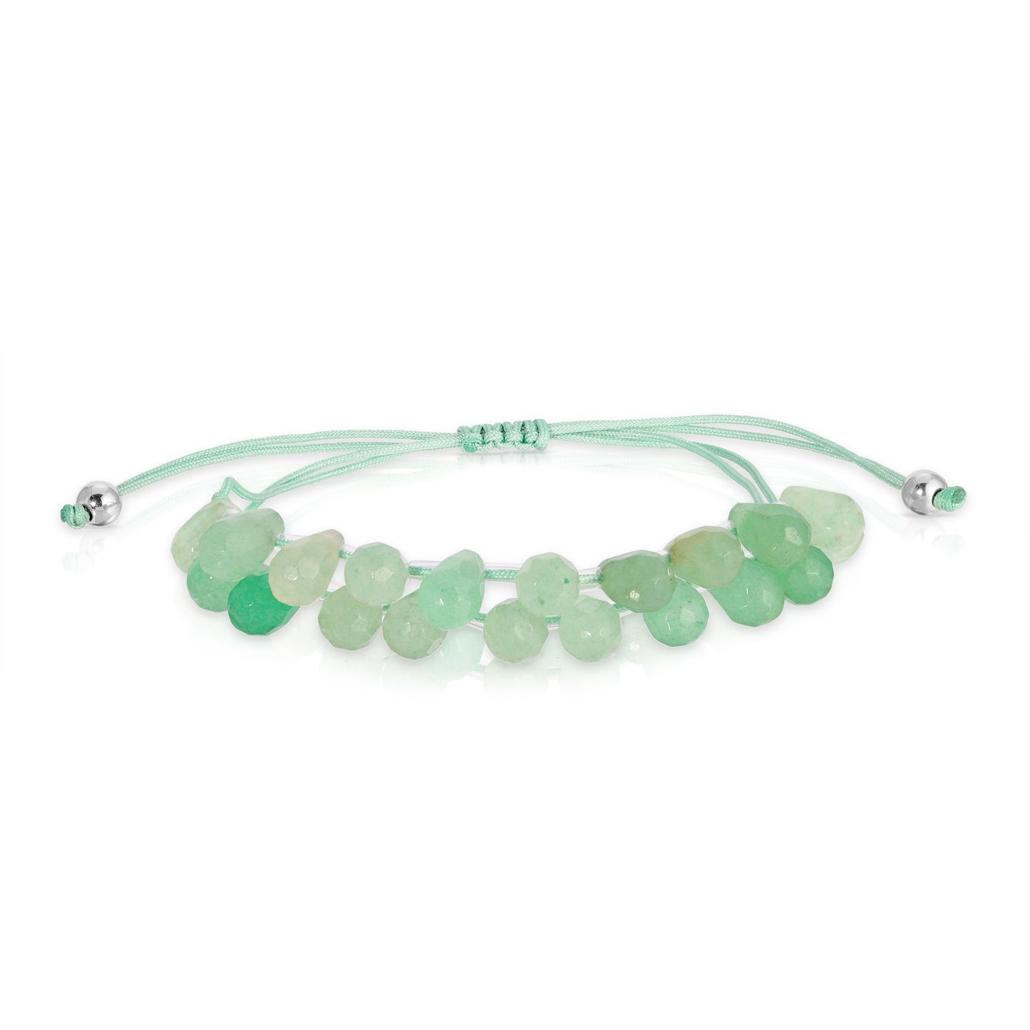 Green Aventurine Stone Pear Drop Adjustable Cord Bracelet