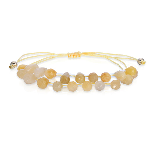 honey jade stone pear drop adjustable cord bracelet