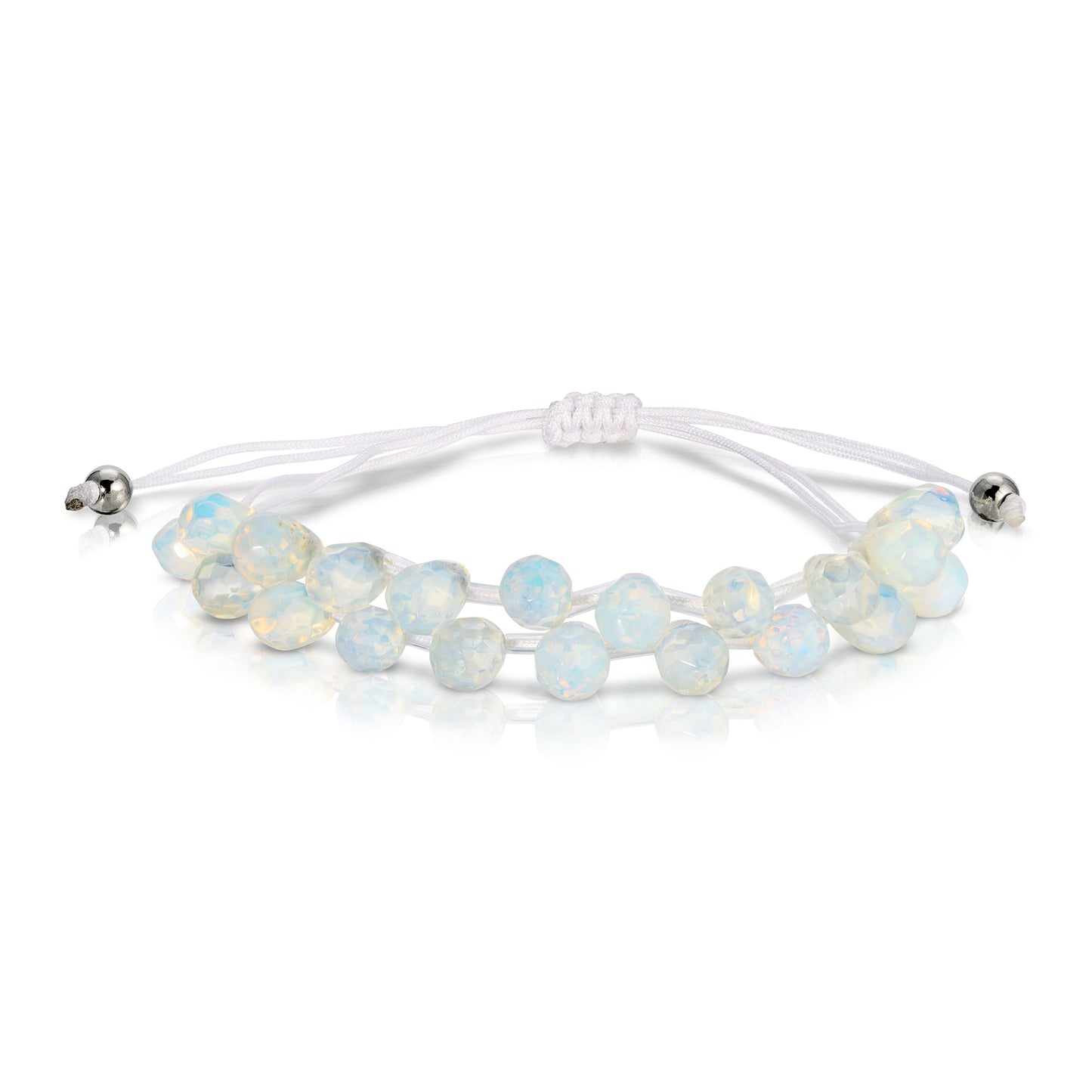 opal bead bracelet with white cord