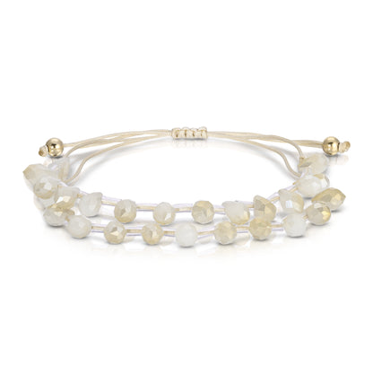 champagne sand crystal pear drop adjustable cord bracelet
