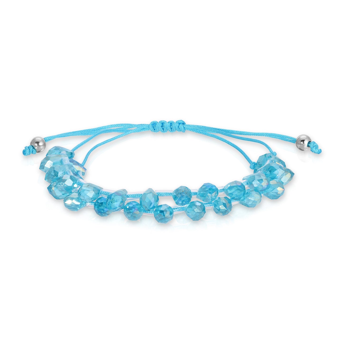 blue crystal beaded bracelet on adjustable cord