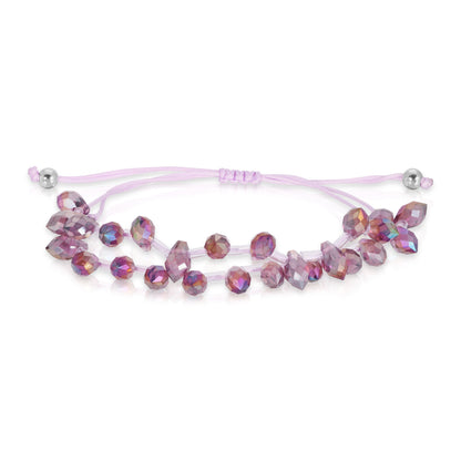 plum ab crystal pear drop adjustable cord bracelet