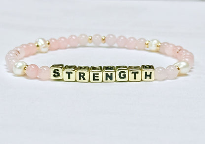 STRENGTH Breast Cancer Awareness Colorful Word Bracelet