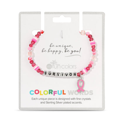 SURVIVOR Breast Cancer Awareness Colorful Word Bracelet