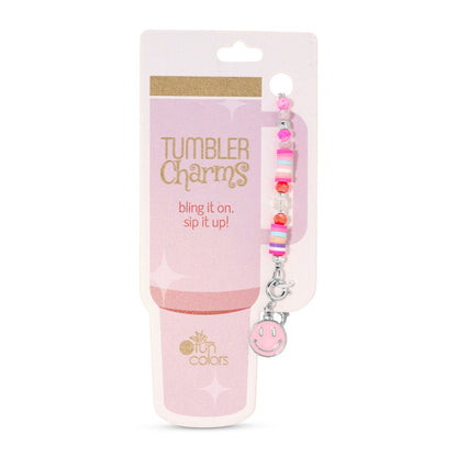 Pink Happy Face Tumbler Charm