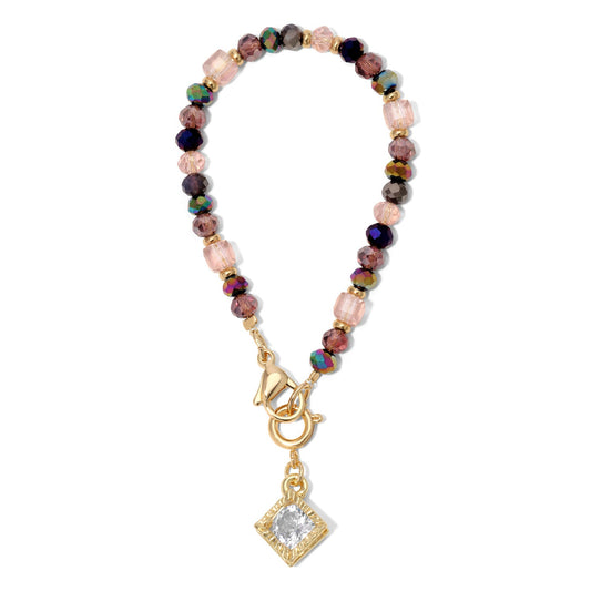 Rhinestone Diamond and Purple Crystal Tumbler Charm