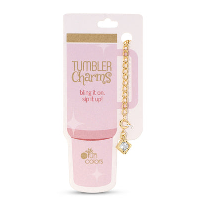 Rhinestone Diamond and Gold Curb Chain Tumbler Charm