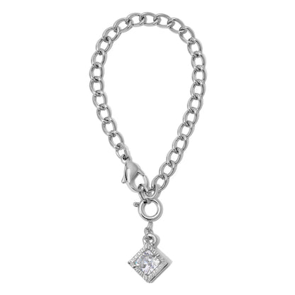 Rhinestone Diamond and Silver Curb Chain Tumbler Charm