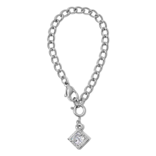 Rhinestone Diamond and Silver Curb Chain Tumbler Charm