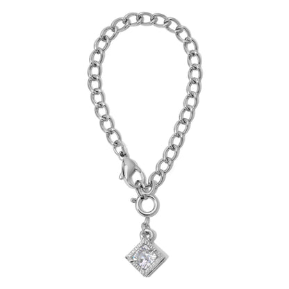 Rhinestone Diamond and Silver Curb Chain Tumbler Charm