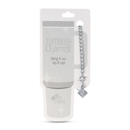 Rhinestone Diamond and Silver Curb Chain Tumbler Charm