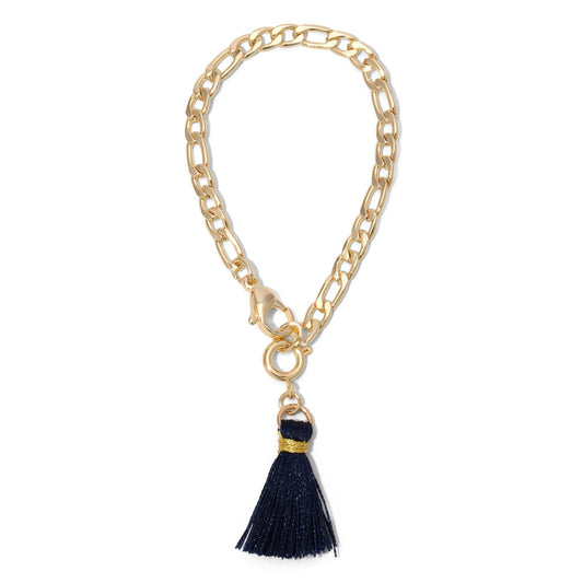 Navy Tassel and Gold Chain Tumbler Charm