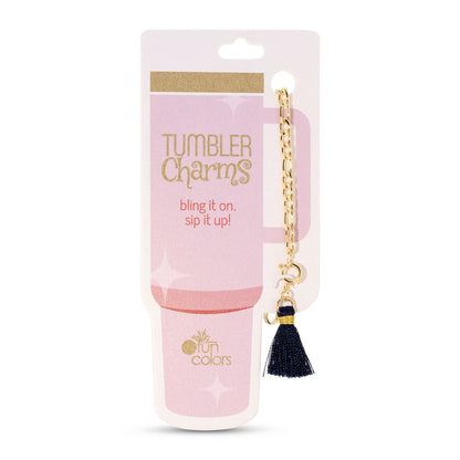 Navy Tassel and Gold Chain Tumbler Charm