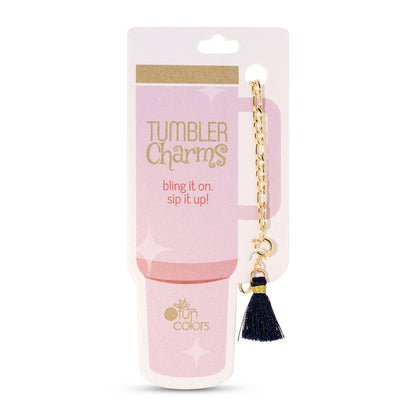 Navy Tassel and Gold Chain Tumbler Charm