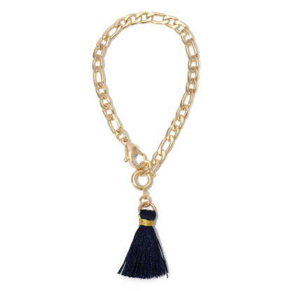 Navy Tassel and Gold Chain Tumbler Charm