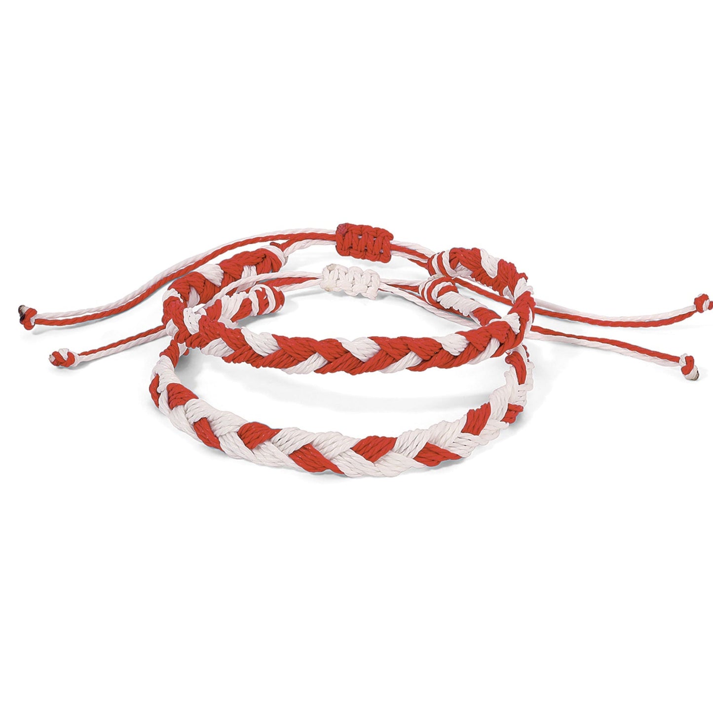 red and white braided bracelet