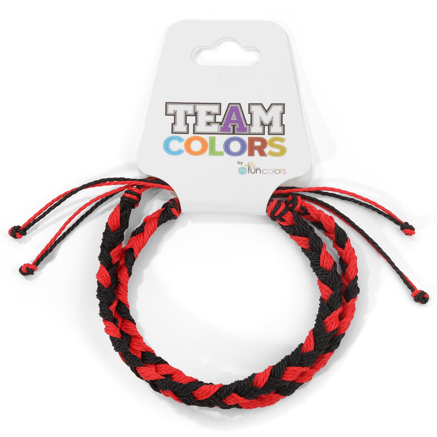 Red and Black Team Color Braided Bracelets - Set of 2